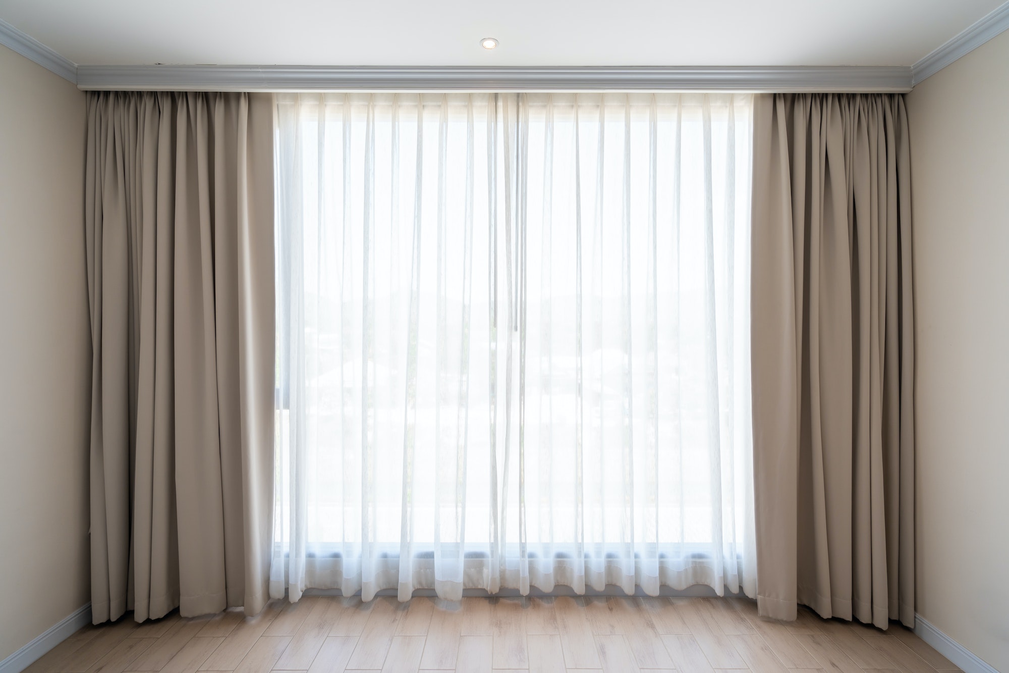 Interior decoration curtains in empty room